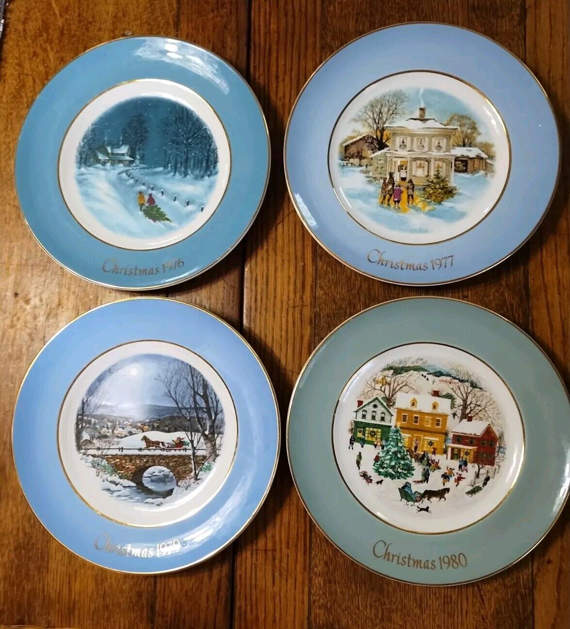 4 Wedgewood for Avon Christmas Plates ~ England