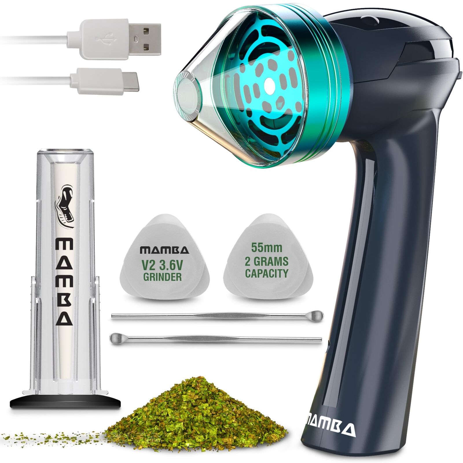 Loader XL V2-55 Electric Herb Grinder, USB Rechargeable Automatic Grinder Fas...
