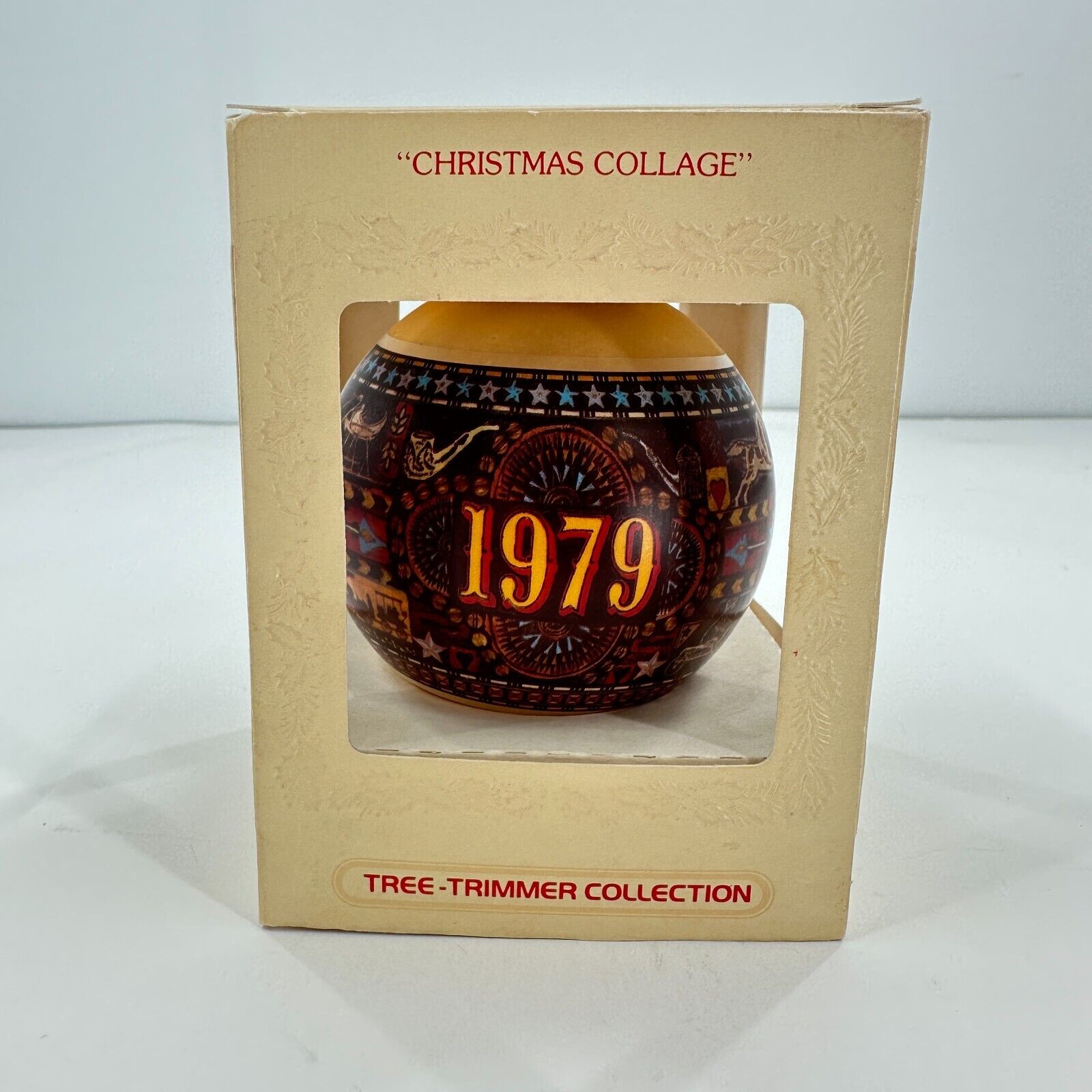 1979 Hallmark Tree-Trimmer Collection Glass Ornament Christmas Collage Season\'s