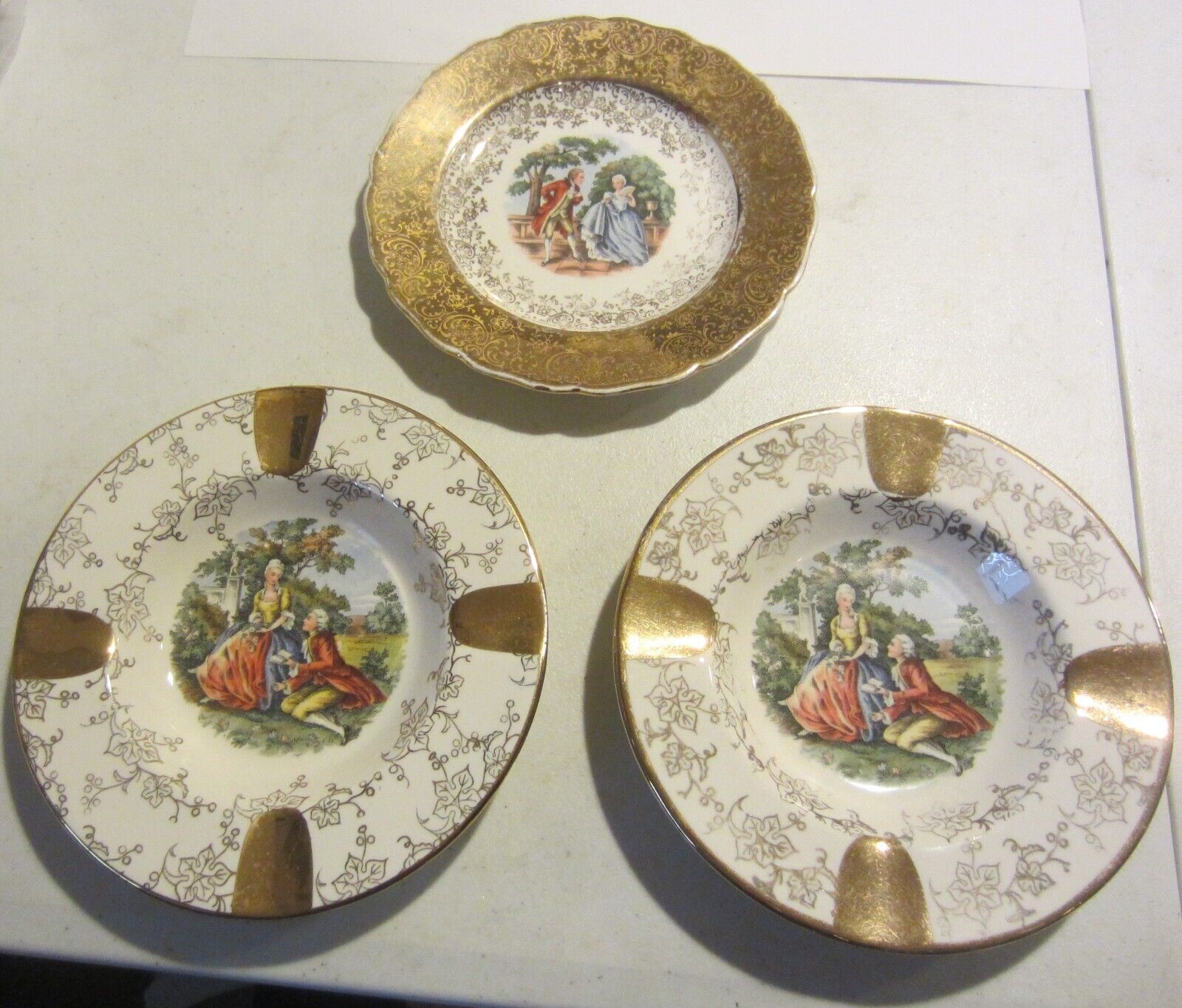 Vintage Limoges  Ashtrays & trinket plate 22 kt gold