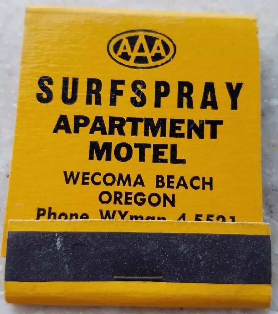 Surf spray Motel wecoma Beach Oregon vintage matchbook full unstruck 