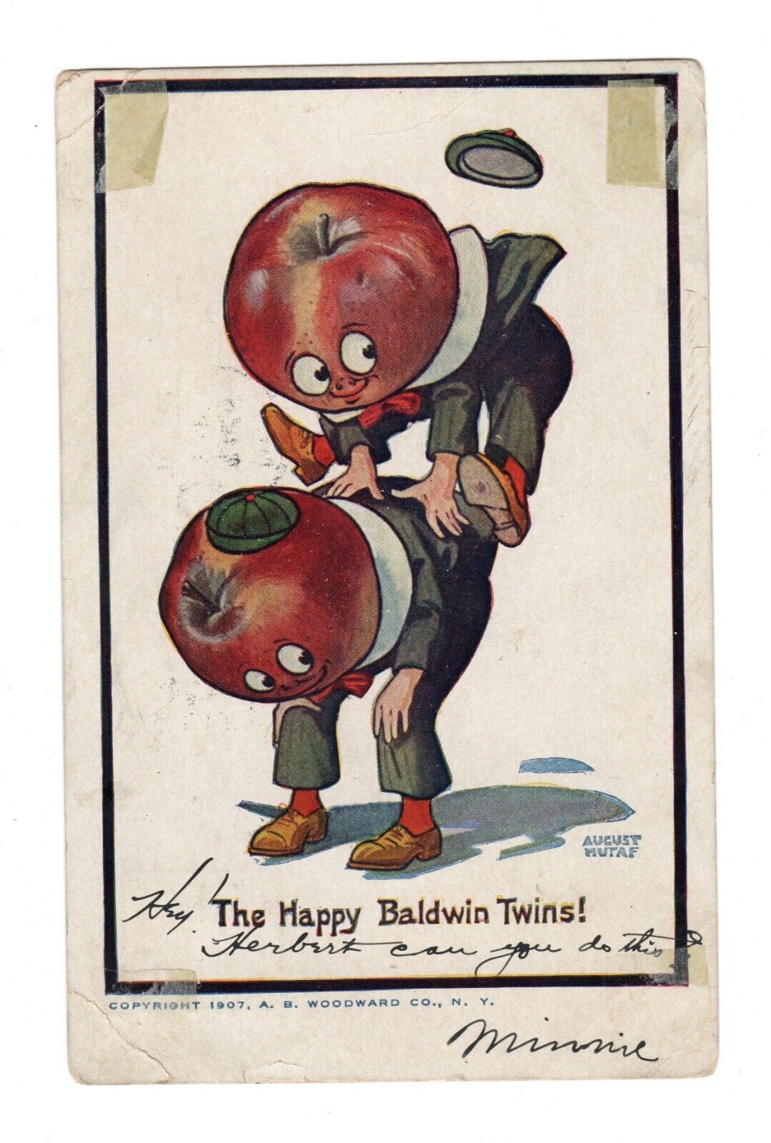 1907 The Happy Baldwin Twins Jumping \