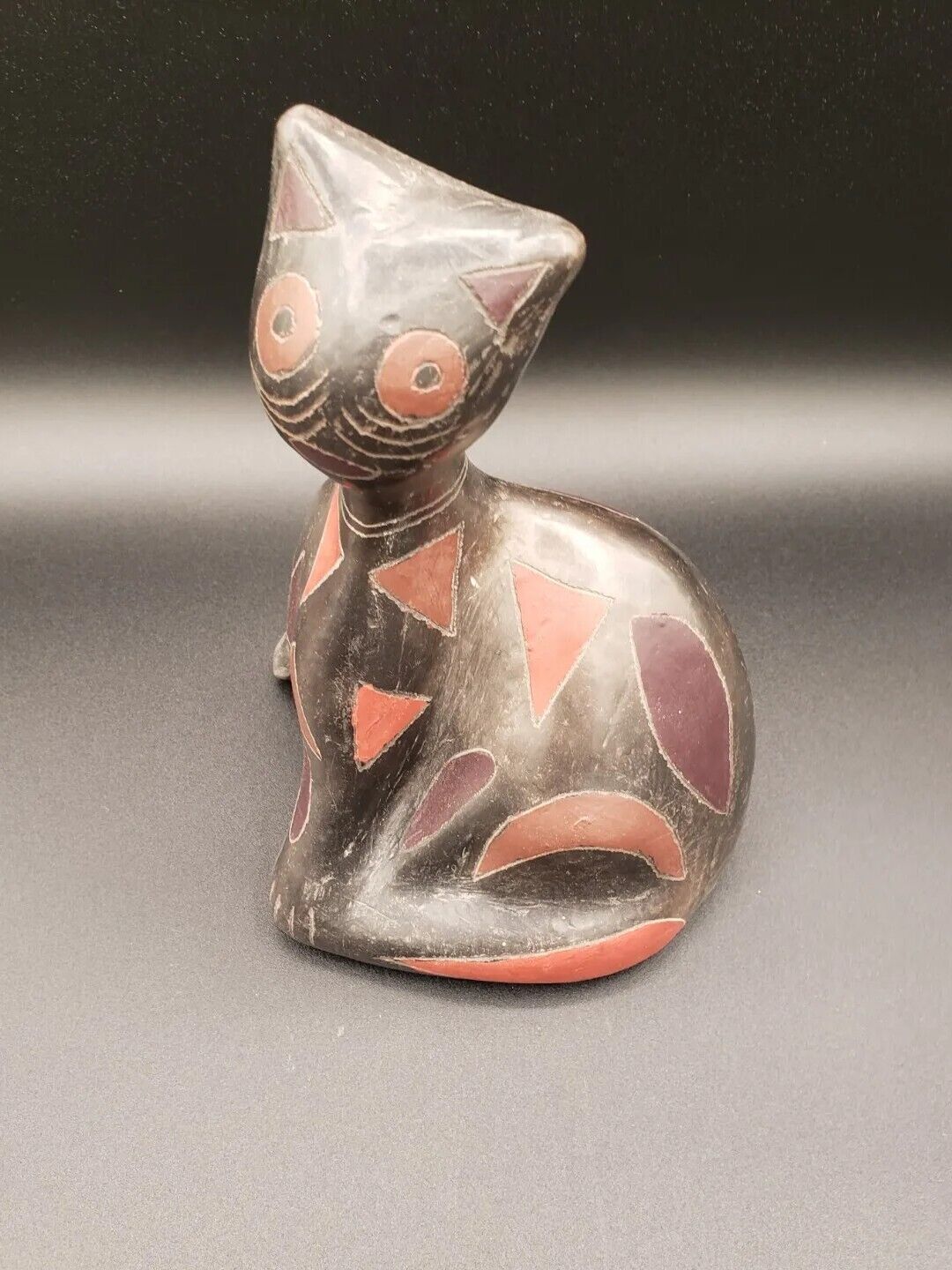 Manuel Felguerez Vintage Mexican Geometric Art Pottery Kitty Cat Sculpture 