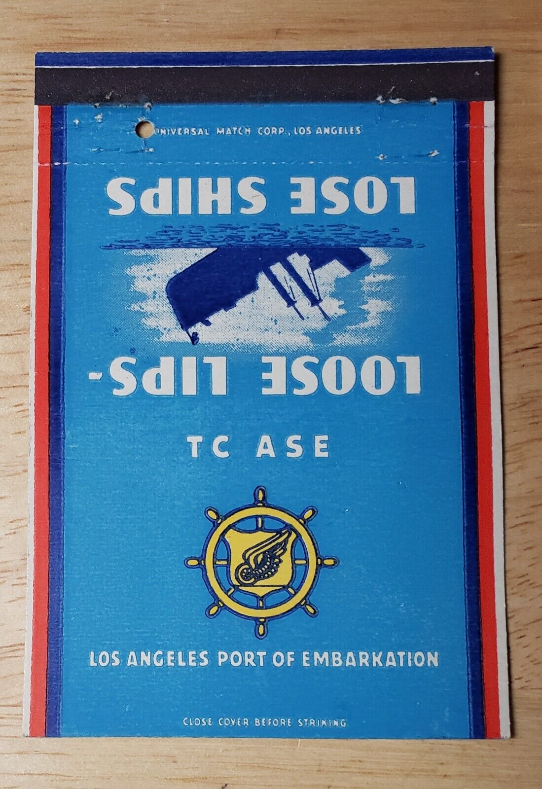 US WWII Military 40 Strike Matchbook Cover Los Angeles California Port of Embark
