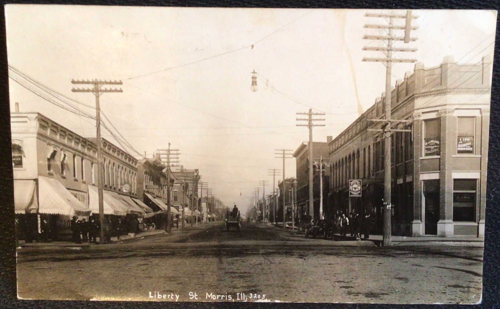 Morris Illinois Liberty Street Storefronts RPPC Vintage Postcard
