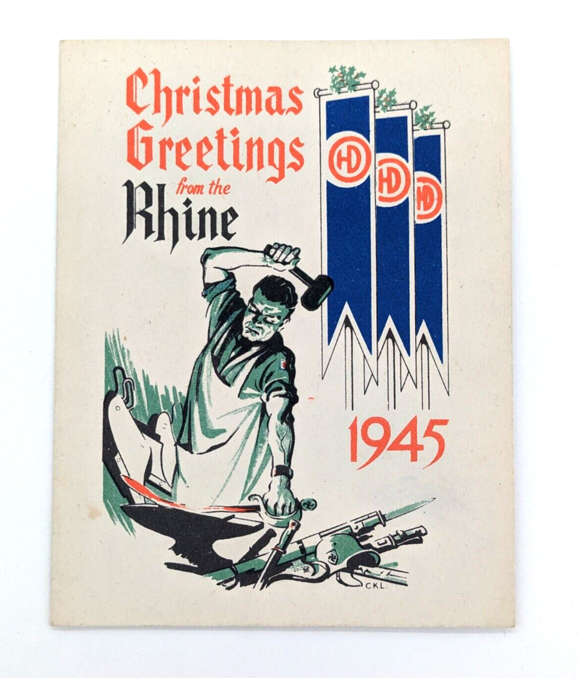 WW2 Highland Division Greetings from the Rhine Christmas Card 1945 Occupation