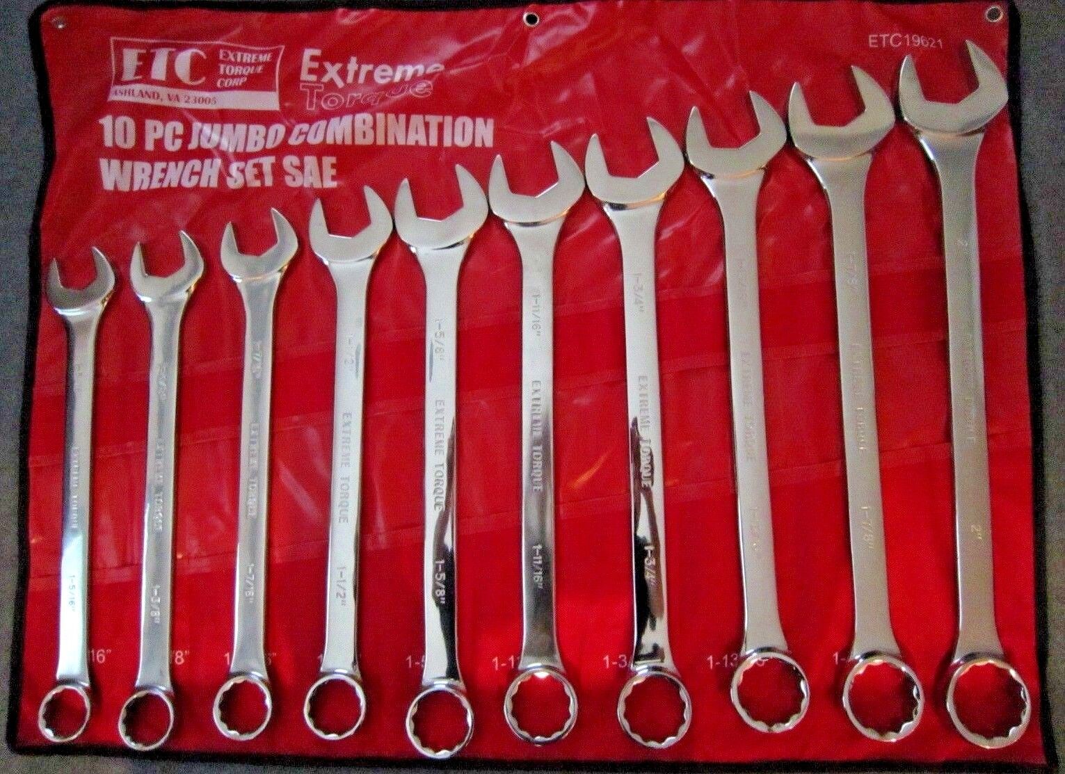 SAE Chrome 10 pc Jumbo Large Combination Wrench Set Extreme Torque ETC 1-5/16 2