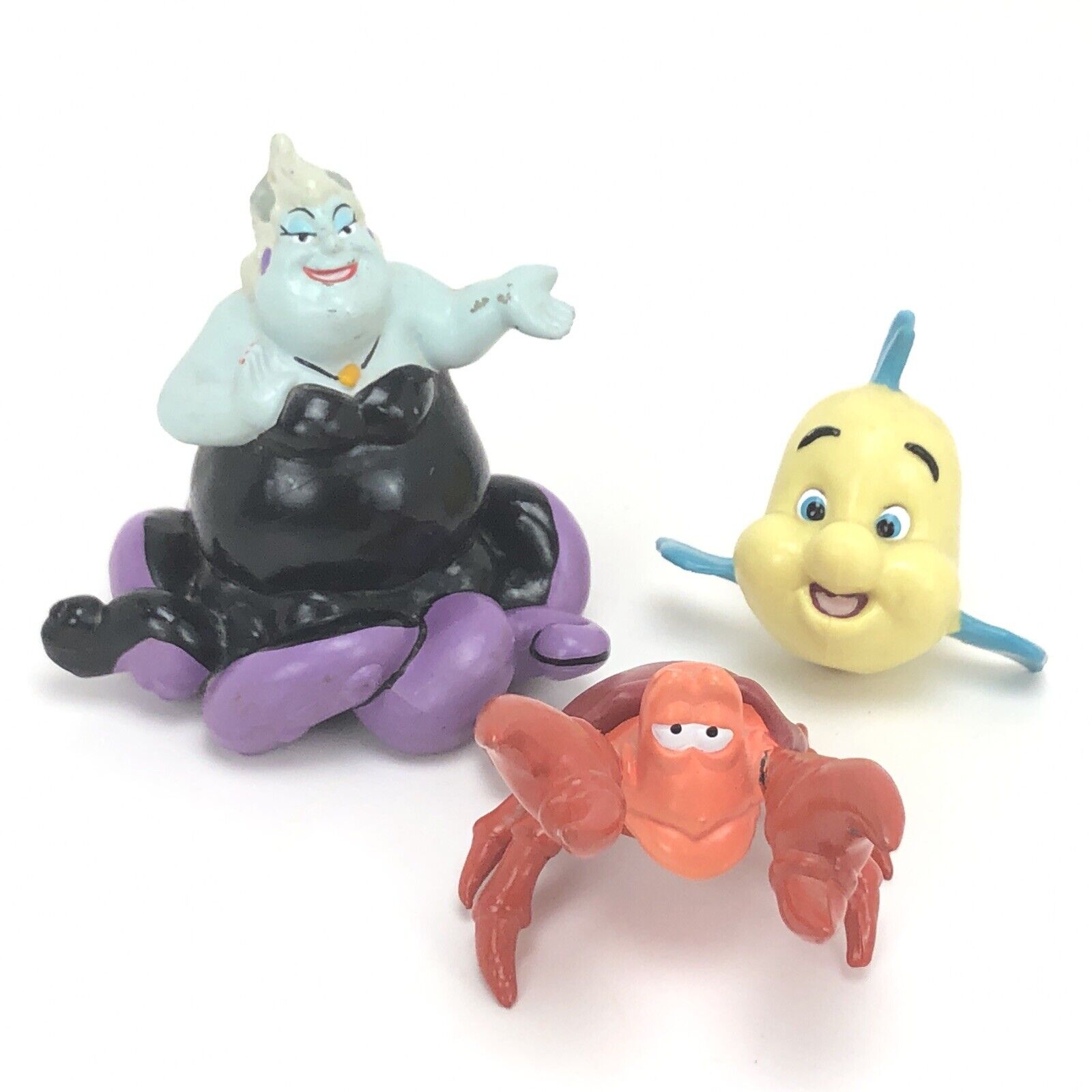 Disney Little Mermaid Ursula Flounder Fish Sebastian Crab 3 Collectible Figures