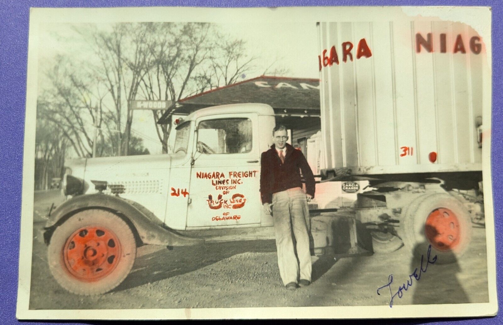 Vintage Photograph Man & Truck Niagara Freight #214 \