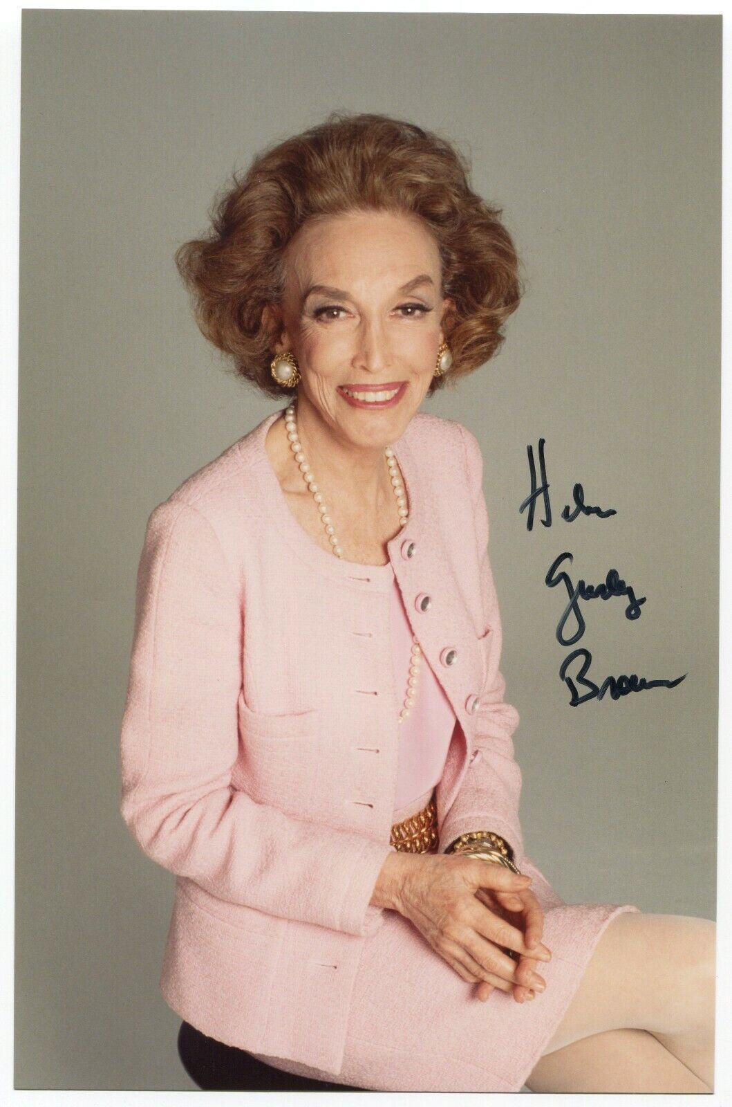 Helen Gurley Brown Signed 6.5x10 Photo Vintage Autographed Signature Cosmo