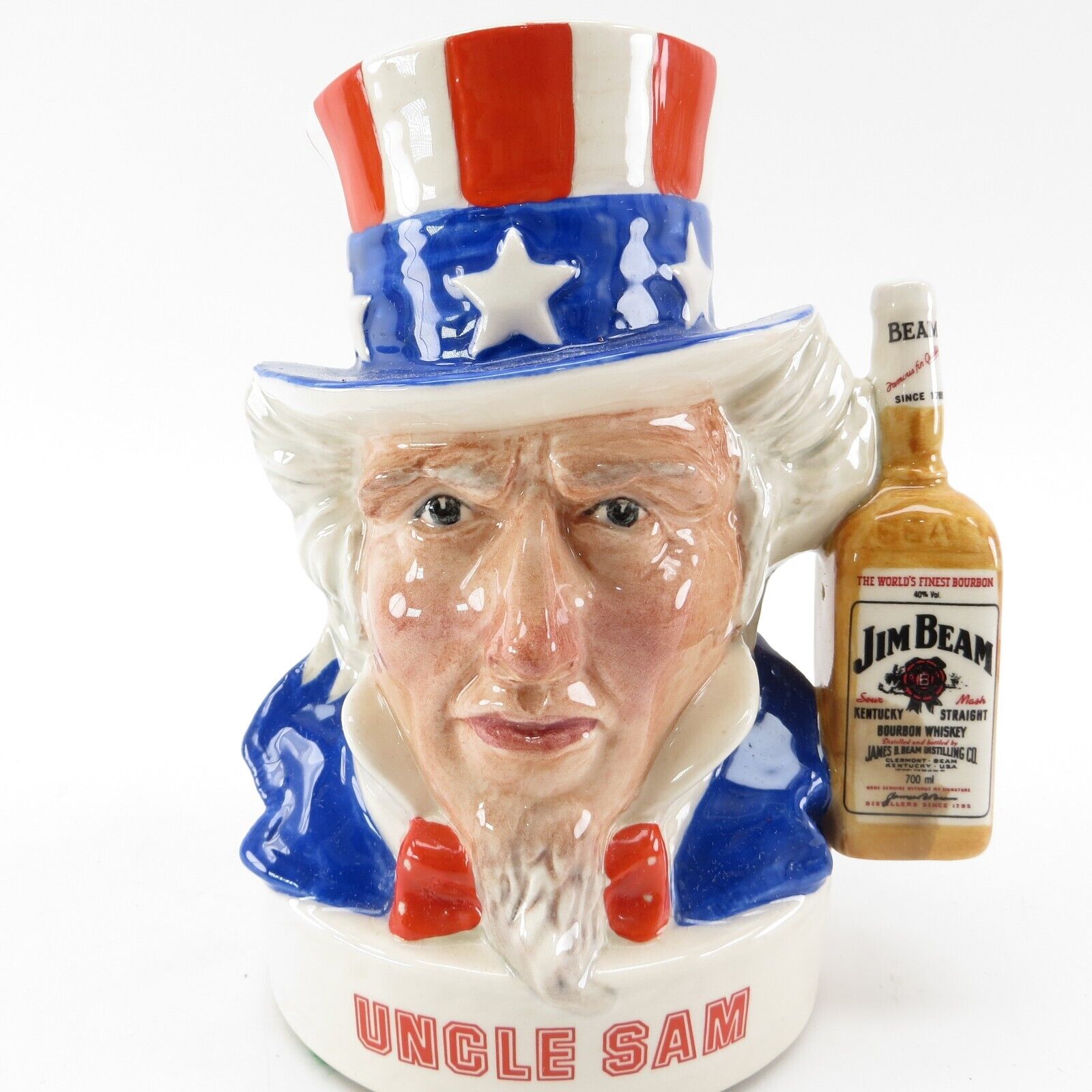 Vintage ROYAL DOULTON - Jim Beam LIQUOR DECANTER - UNCLE SAM w/  Whiskey Bottle