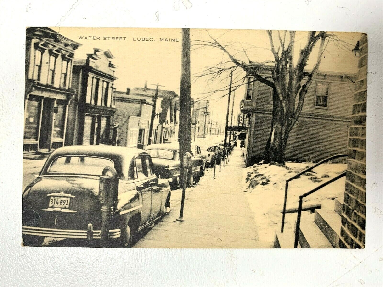 Vintage Postcard Water Street, Lubec Maine, Street View Local Business Buildings