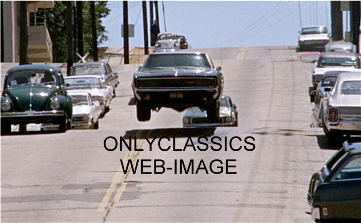 1968 STEVE McQUEEN FORD MUSTANG DODGE CHARGER IN AIR 5X7 PHOTO BULLITT CAR CHASE