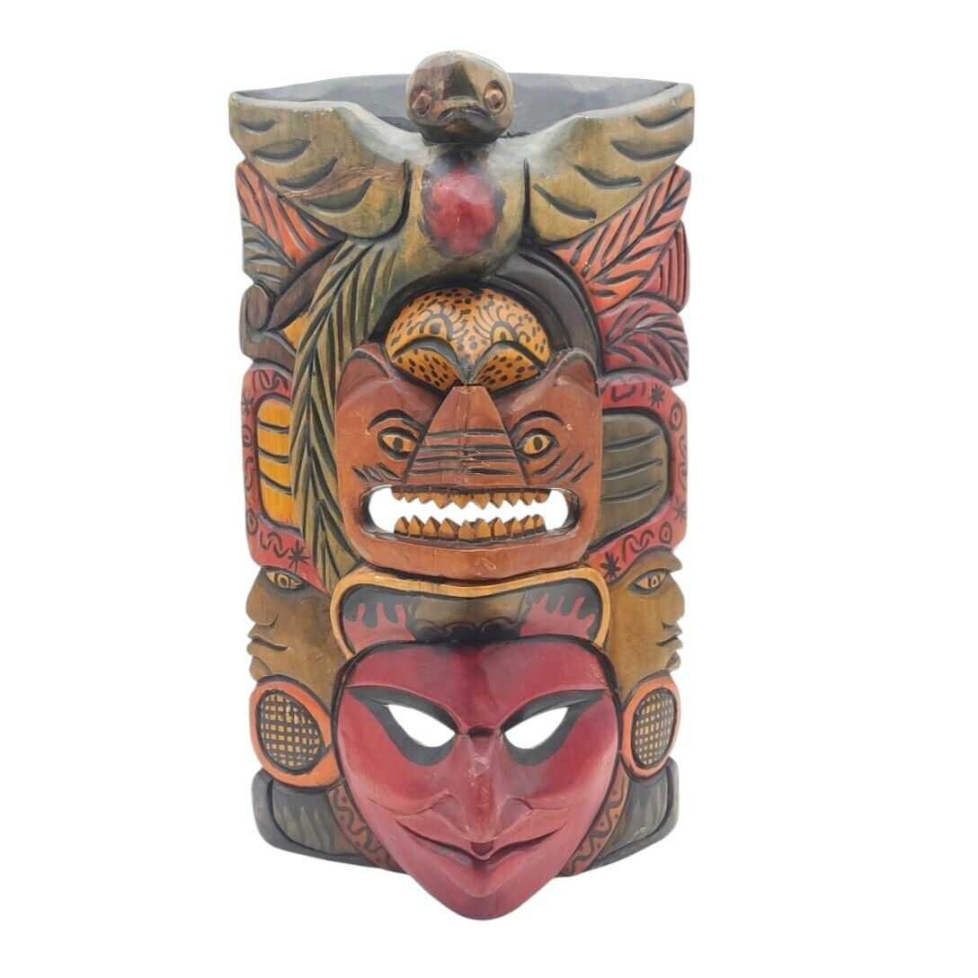 Carved Tribal Mayan Indigenous American Mask Totem 17\
