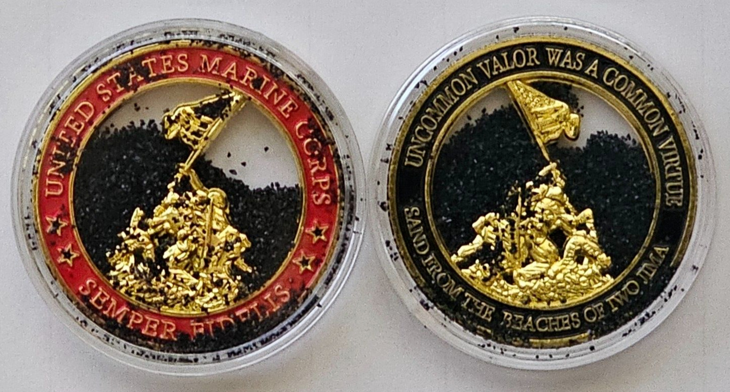 U.S. Marines Corps golden sands of Iwo Jima collector challenge coin / medallion
