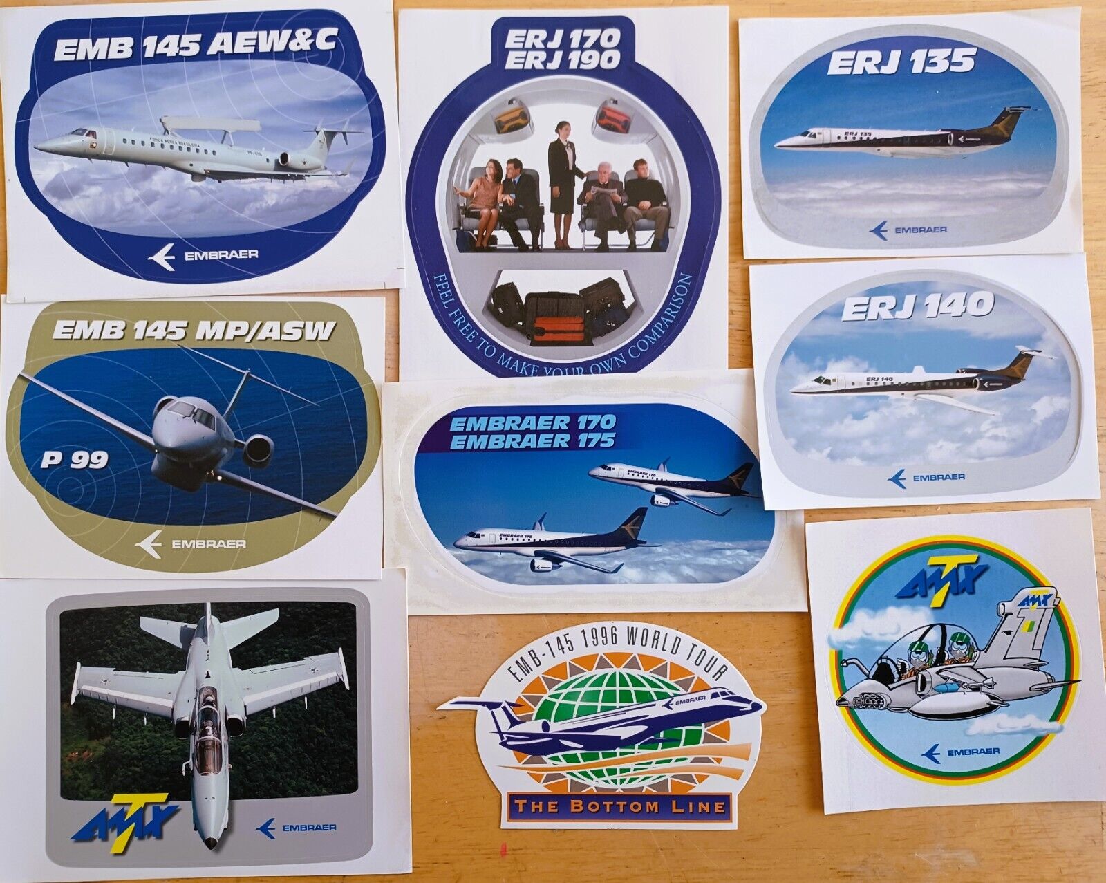 EMBRAER 9 Stickers, ERJ 135, 140, 145, 170, 190, & Military. Flying, Travel