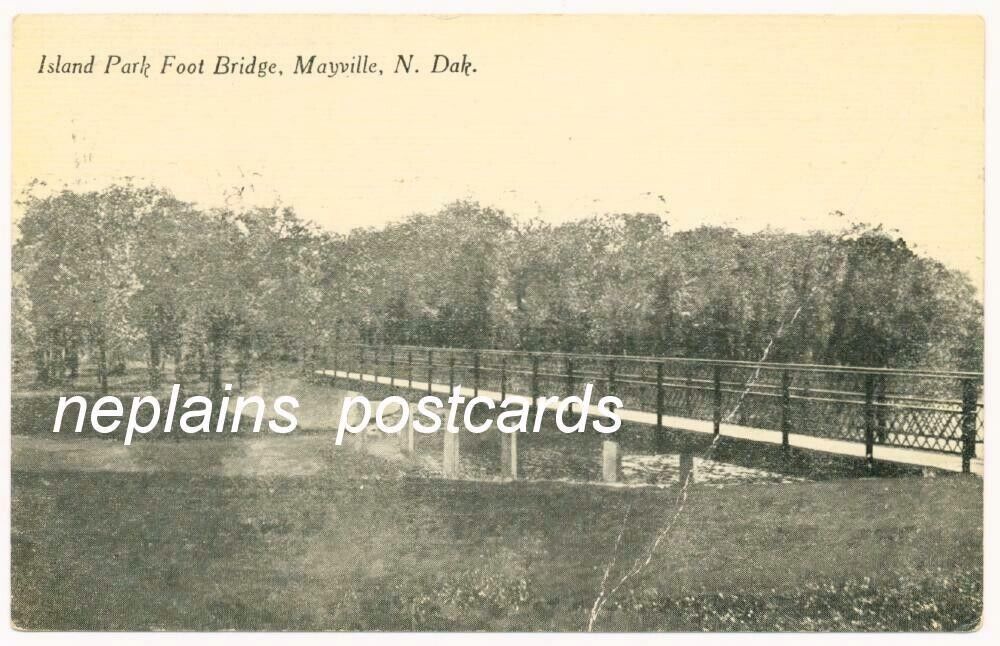 North Dakota, Mayville - Island Park Foot Bridge - 1910s