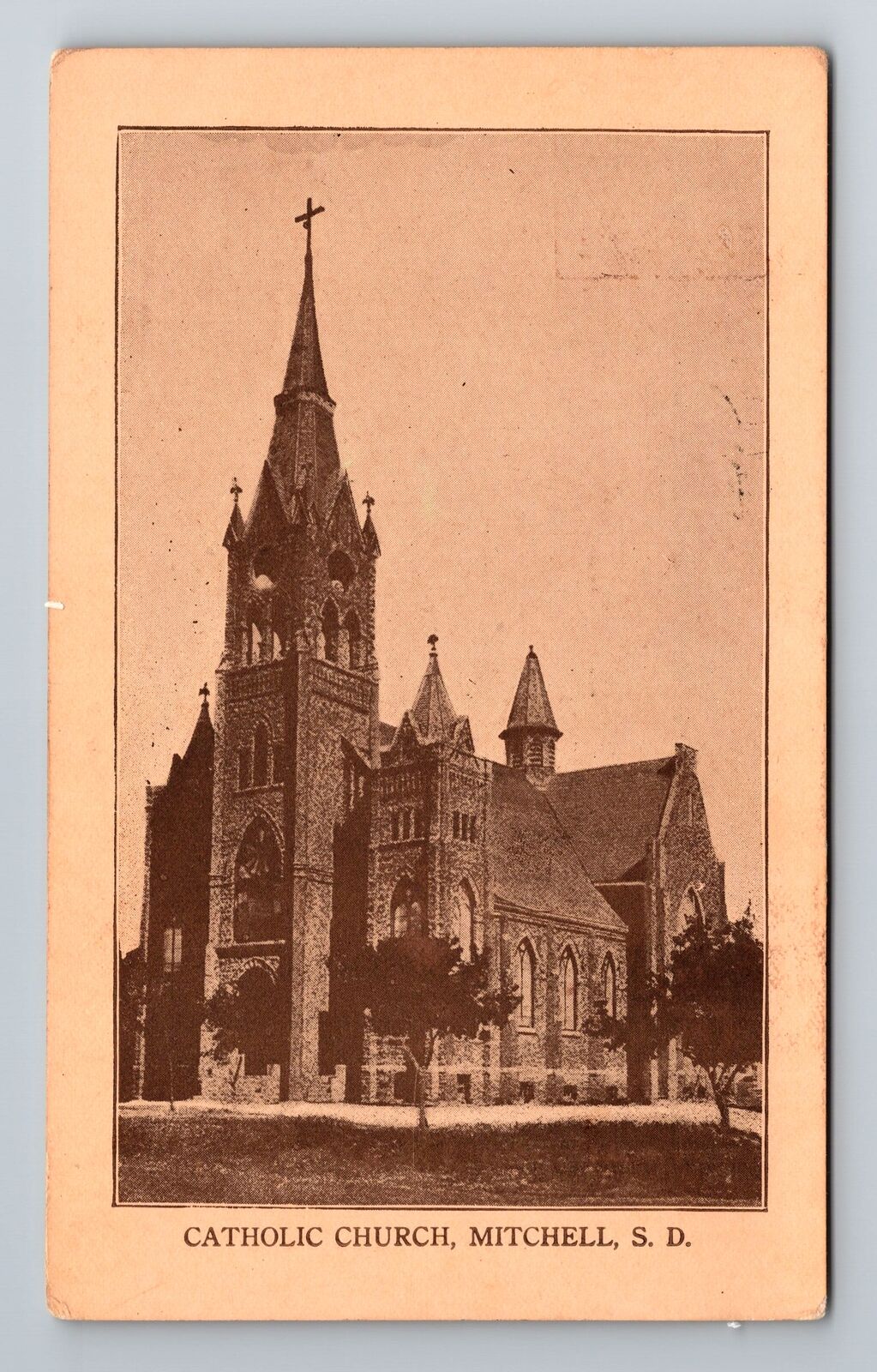 Mitchell SD-South Dakota, Catholic Church, Religion, Antique, Vintage Postcard
