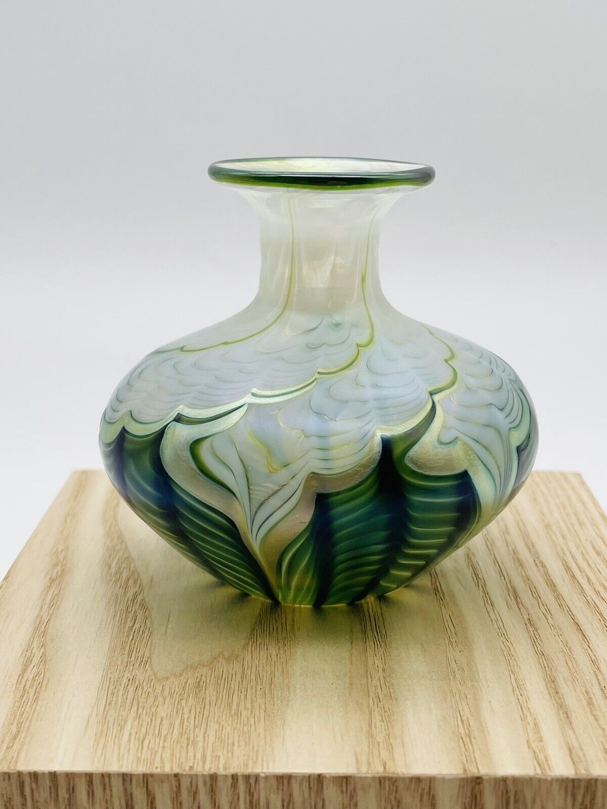 Lundberg Studios Natalia Verde Pattern Scent Bottle Perfume Vase Green Blue