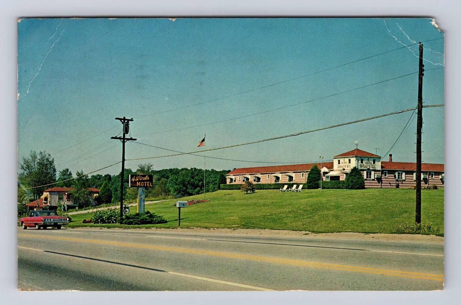 Peoria IL-Illinois, 4 Winds Motel, Rt. 116, Advertising, Vintage c1964 Postcard
