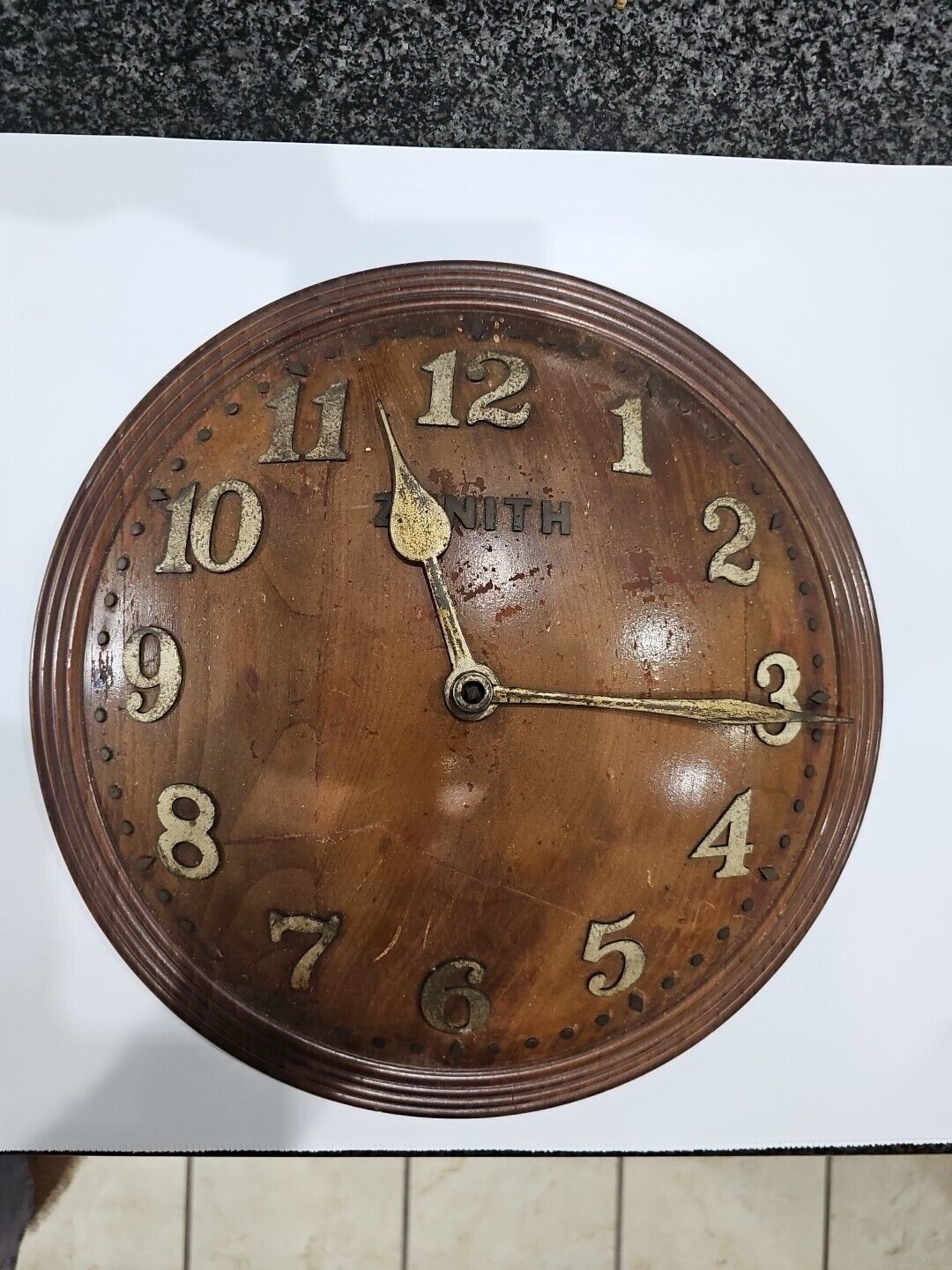 Antique Zenith Convex Wood & Bronze 18 Day Wall Clock 1920 - Super Rare