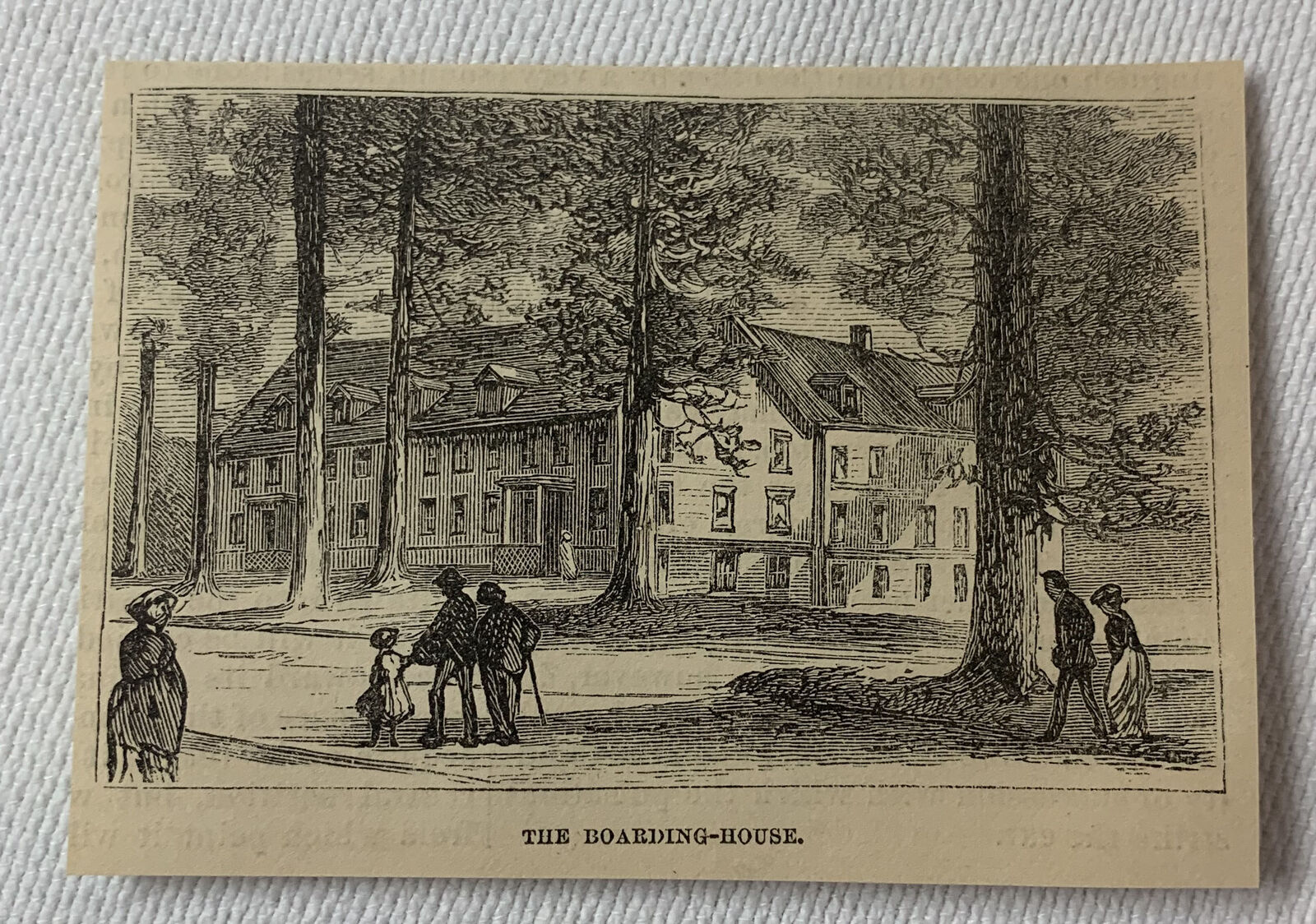 1872 small magazine engraving~ BOARDING HOUSE Manchester, CT