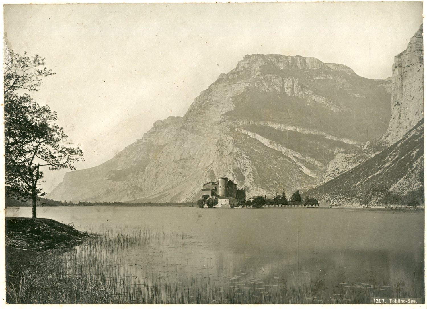 Italy, Lake Toblino, Panoramic View Vintage Silver Print Silver Print