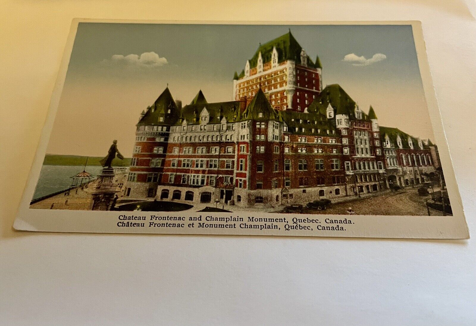Chateau Frontenac Champion Monument Vintage Postcard Linen Quebec Canada
