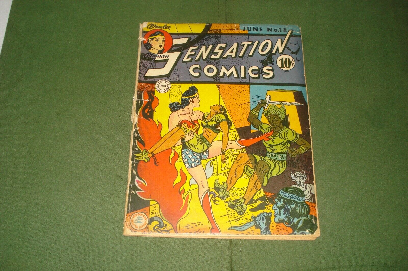SENSATION COMICS #18 - WONDER WOMAN, DC, 1943, COMPLETE, LOWER GRADE, 1ST SERIES