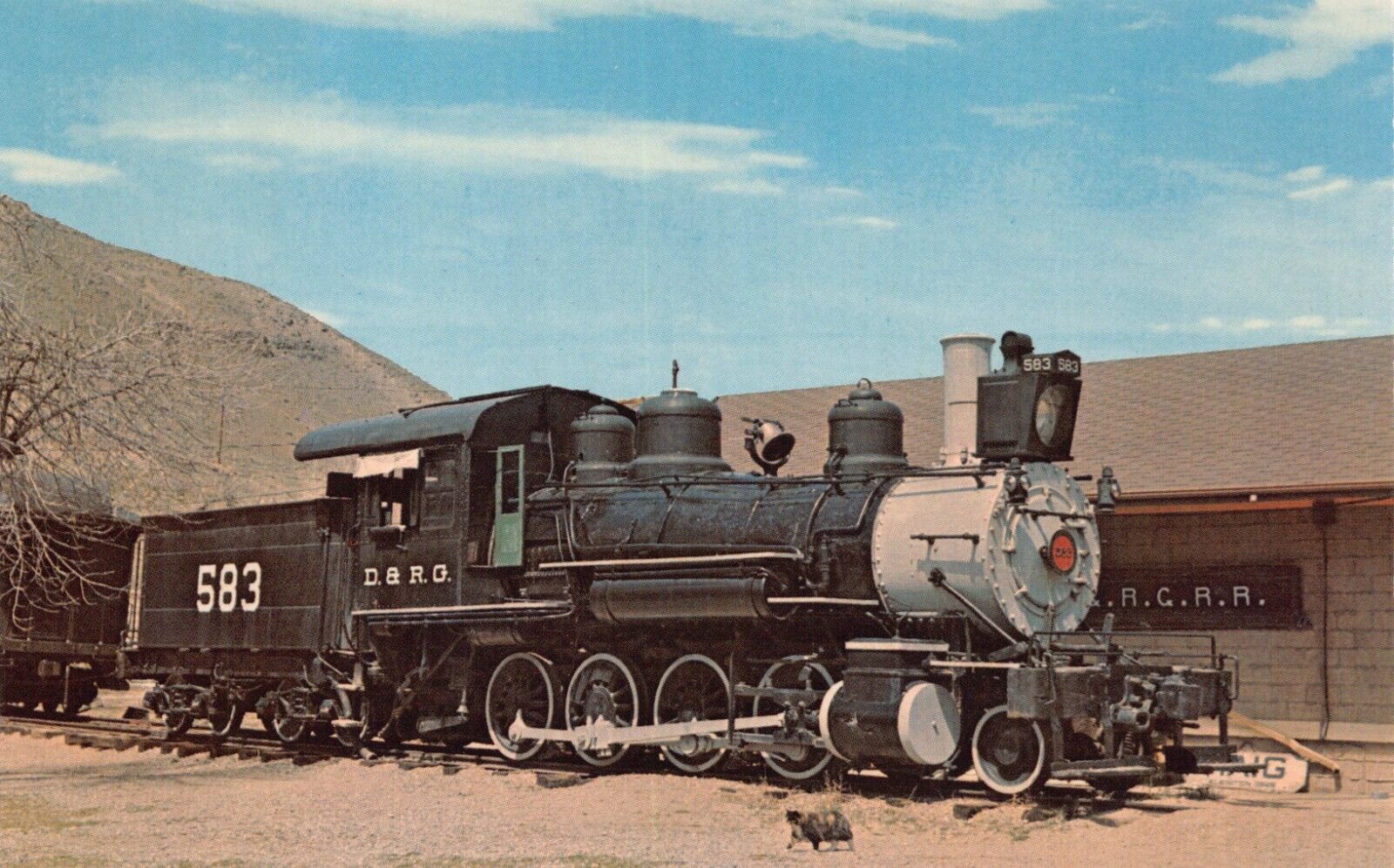 Last of Rio Grand's Steam Locomotives #583 Narrow Gauge Train Vtg Postcard CP353