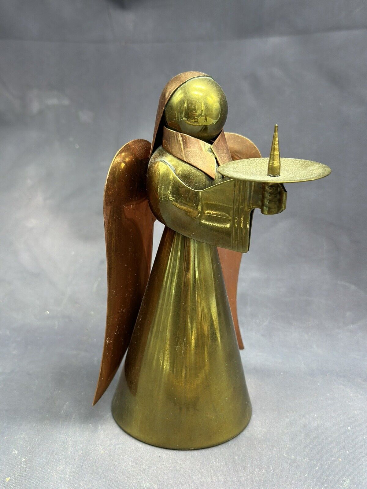 Vintage Metal Brass Copper Angel Candle Holder Figurine Hong Kong