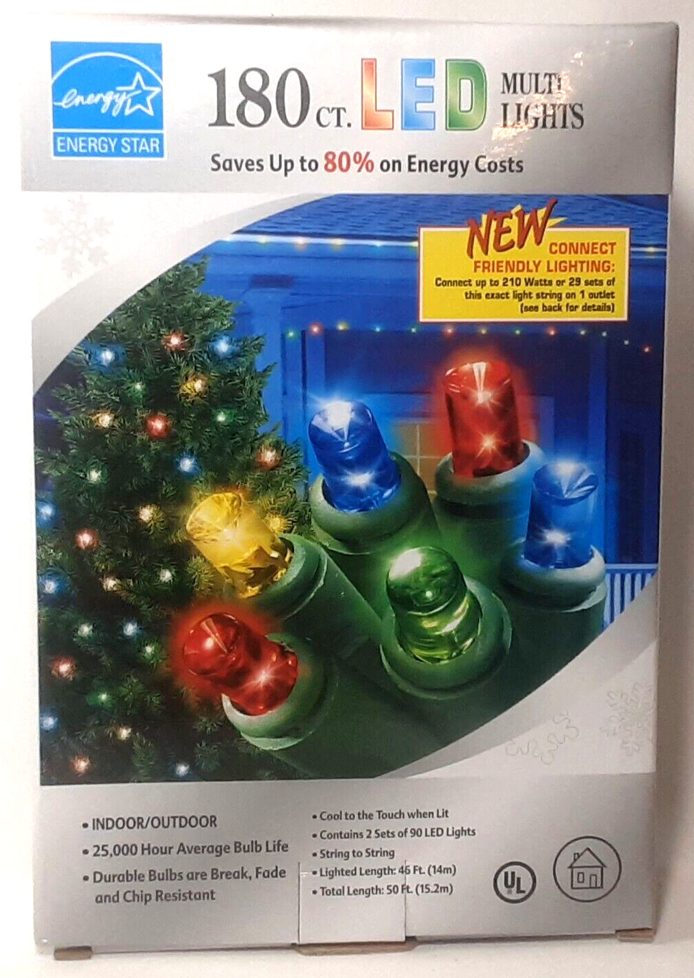 Christmas Lights Multicolor Energy Star 180 LED Set 46 Ft New In Box Tested