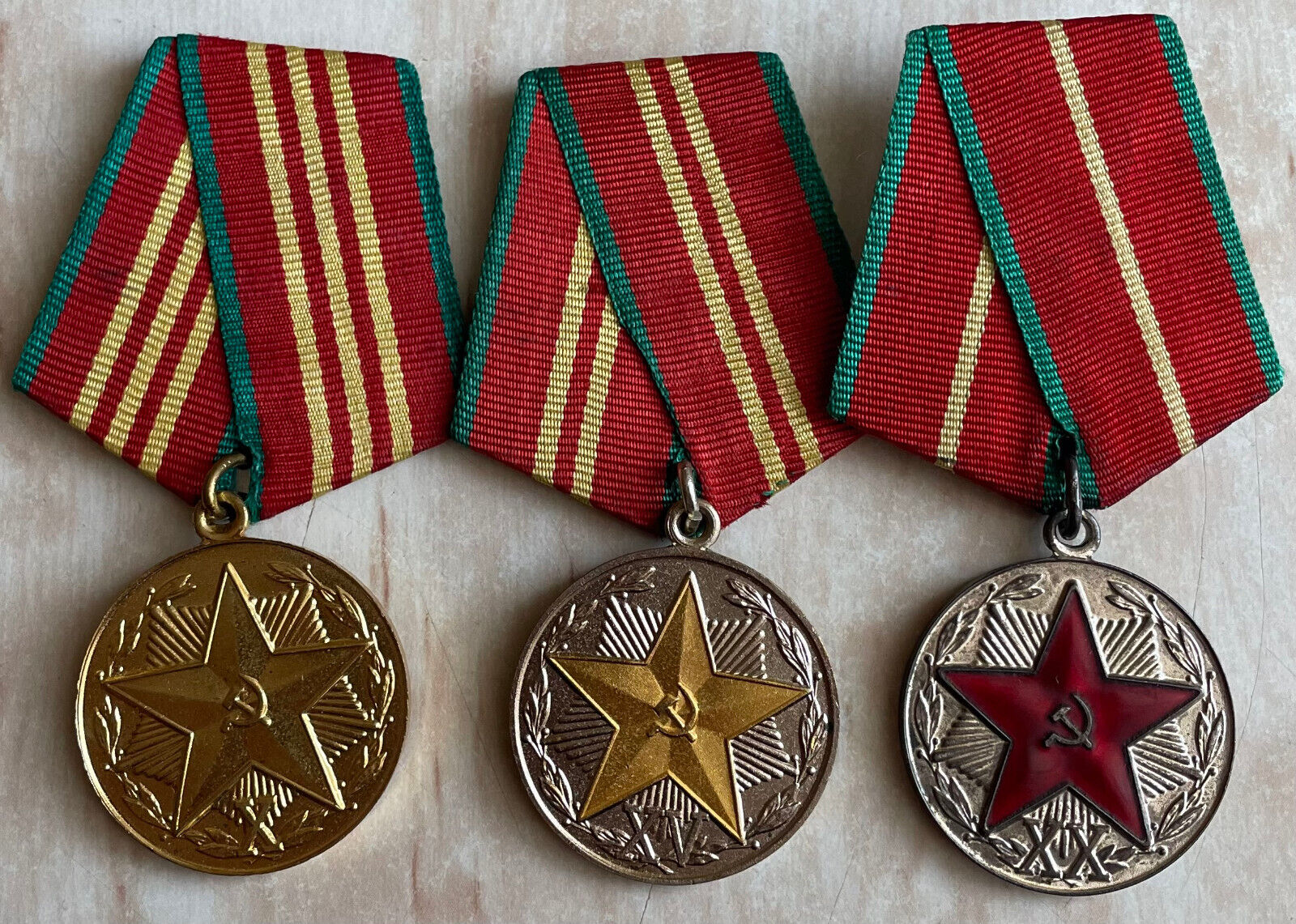 KGB USSR Medals For Impeccable Service in KGB. Full Set. 1970s 10 15 20 Years