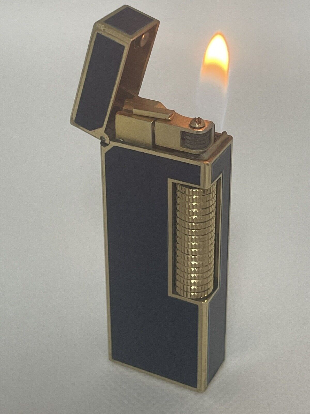 Dunhill Rollagas lighter, gold and lapis blue, body Ultrasonically cleaned