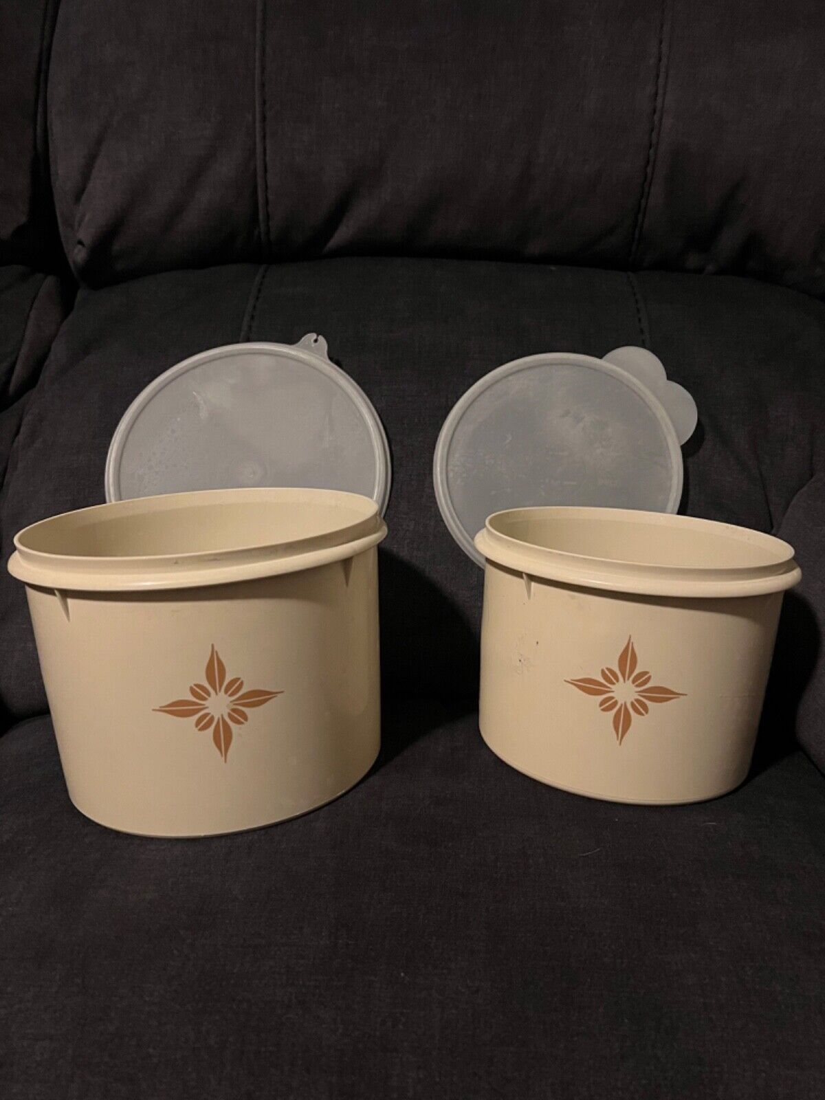 Vintage 1970s Tupperware 2 Nesting Containers Canisters Set With Lids