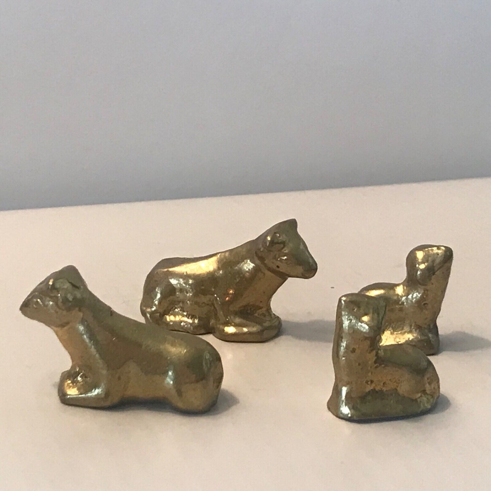 Vintage Brass Animal Figures Lot of 4 Miniature Sheep/Goat