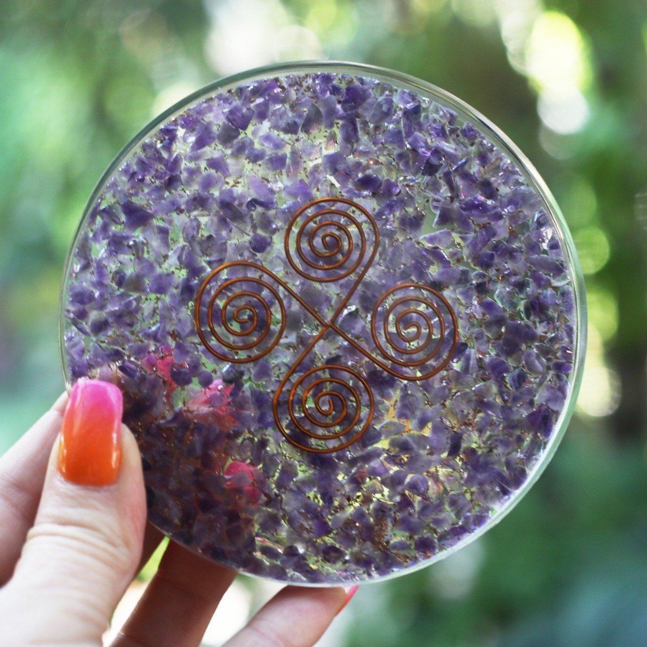 Orgone Charging Coasters 4 Inch CLEAR/CHARGE Your Orgone, Crystals, Food, Water