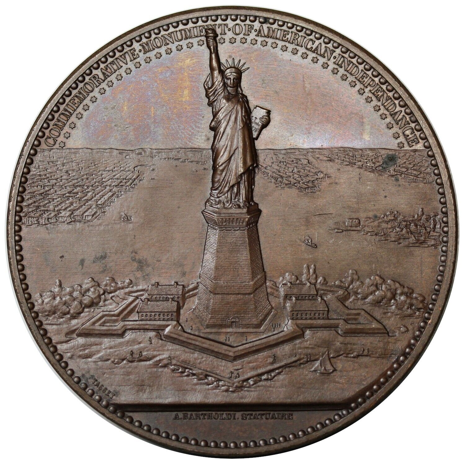 1886 Statue of Liberty Medal by Tasset, struck in bronze from Bartholdi\'s studio