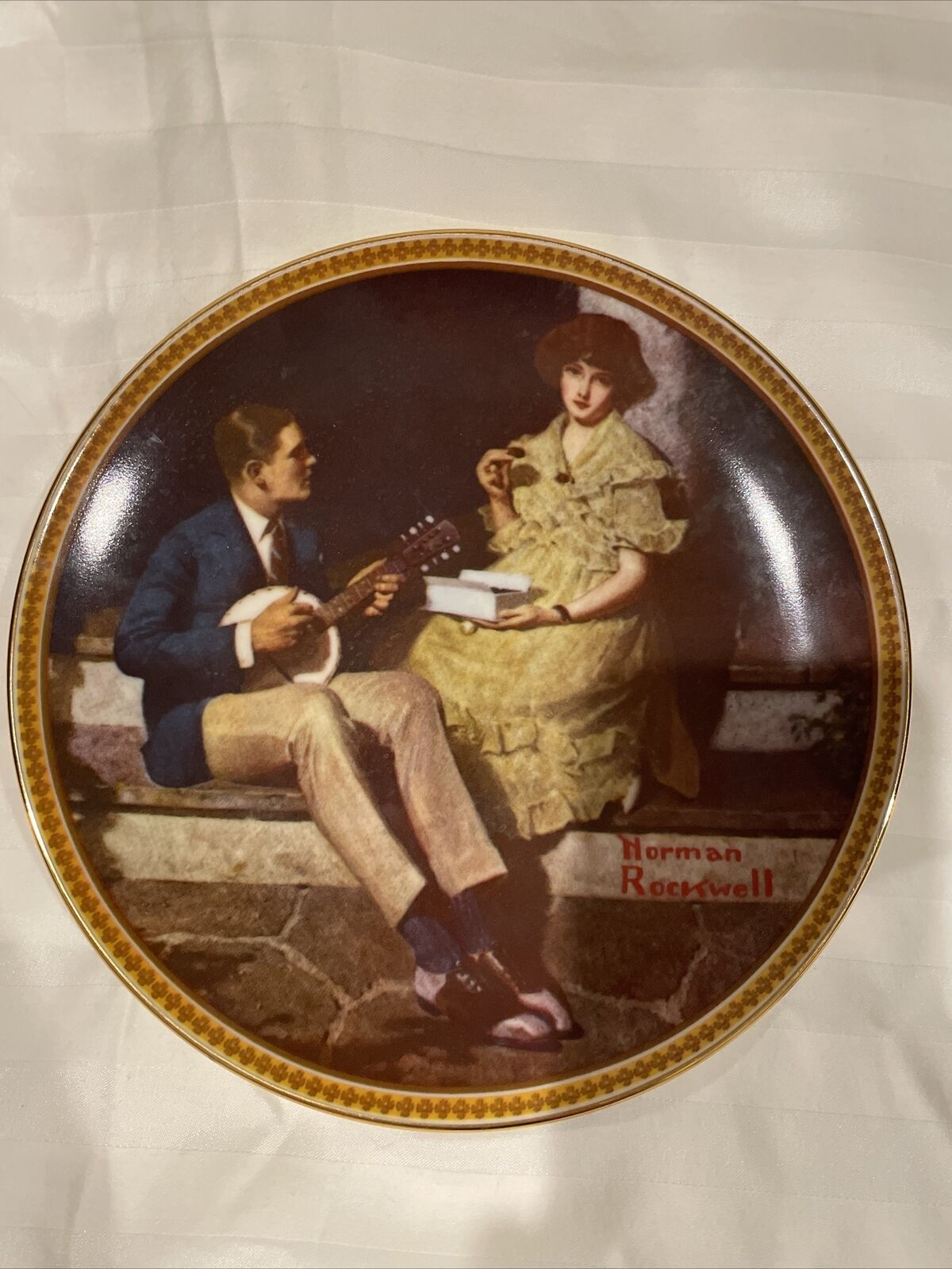Knowles Norman Rockwell Plates Pondering on the Porch \