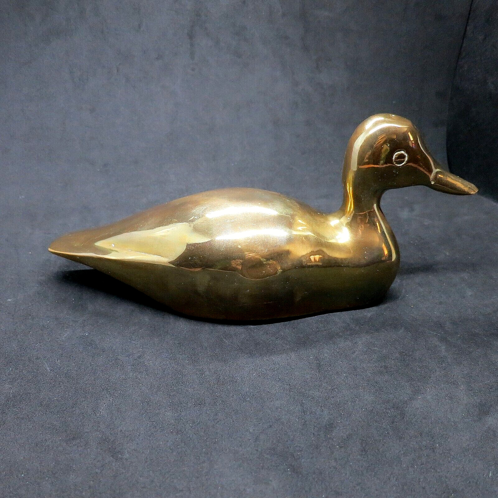Vintage Large Brass Duck Decoy Style Figurine Mallard Paperweight 9\