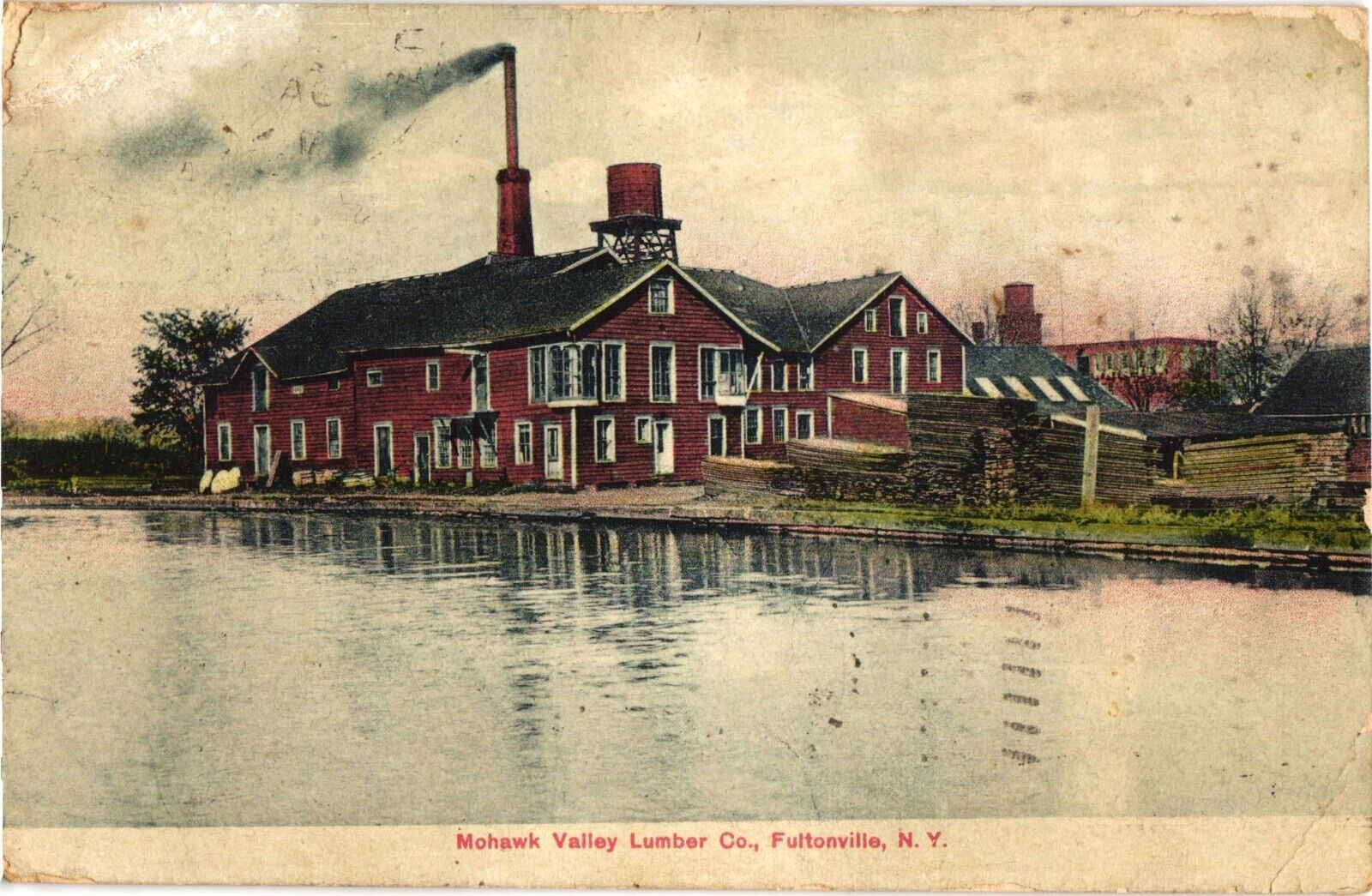 Fultonville New York Mohawk Valley Lumber Co Postcard 1900s Antique Factory