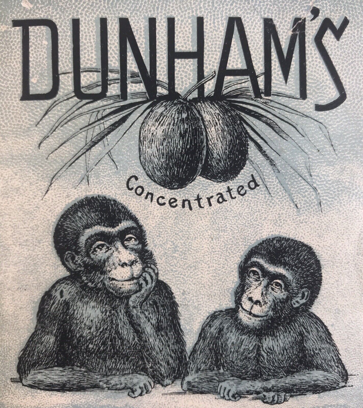 1880s Victorian Trade Card Dunham\'s Cocoanut~Monkeys~Game on Reverse