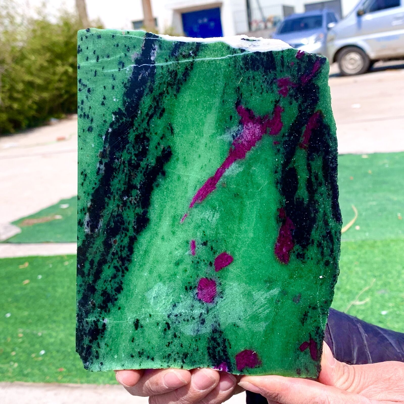 1.48LB Natural green Ruby zoisite (anylite) slice crystal slab sample Healing