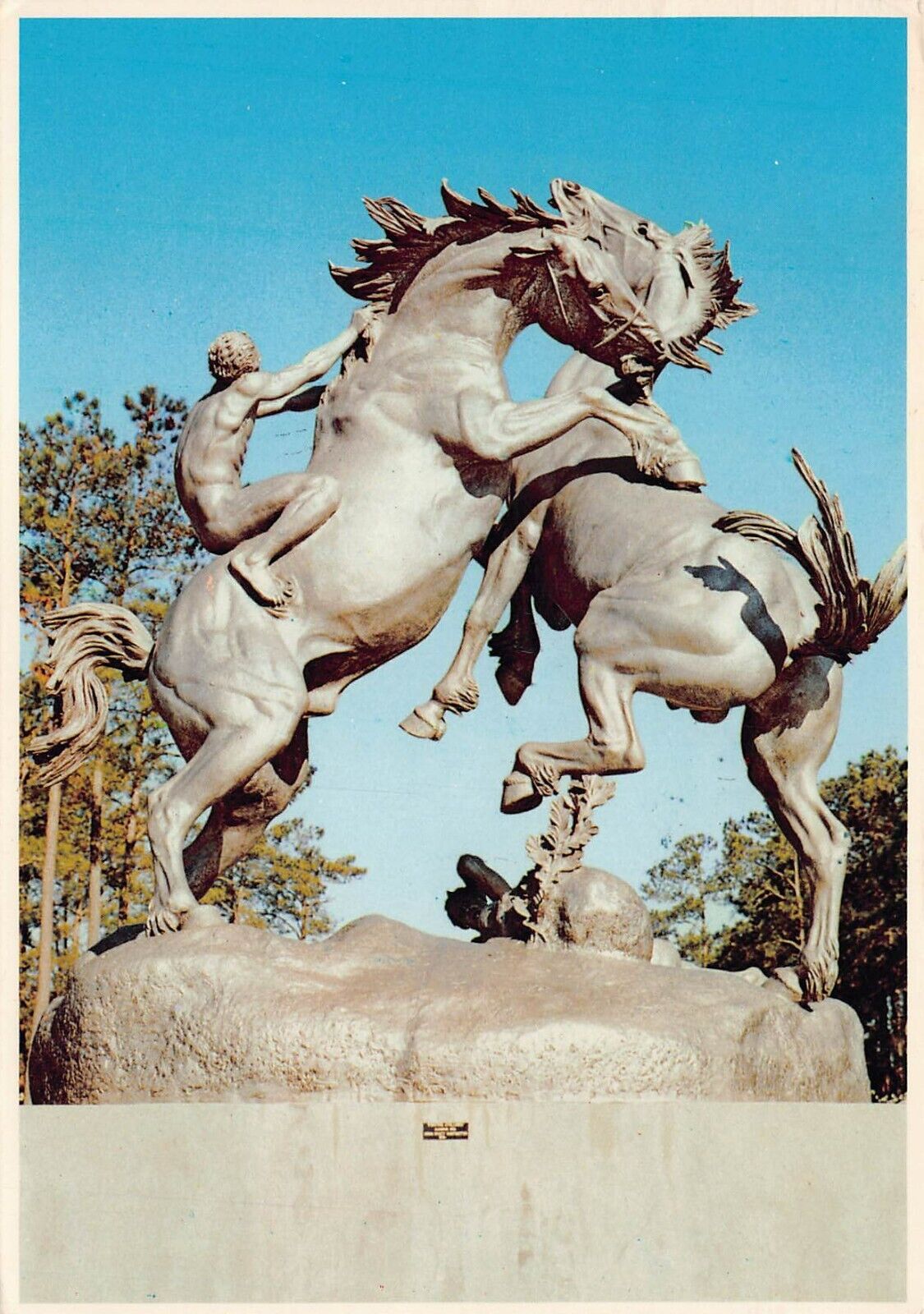 Vintage Postcard 6x4 Murrells Inlet SC Brookgreen Gardens Horses Sculpture K5