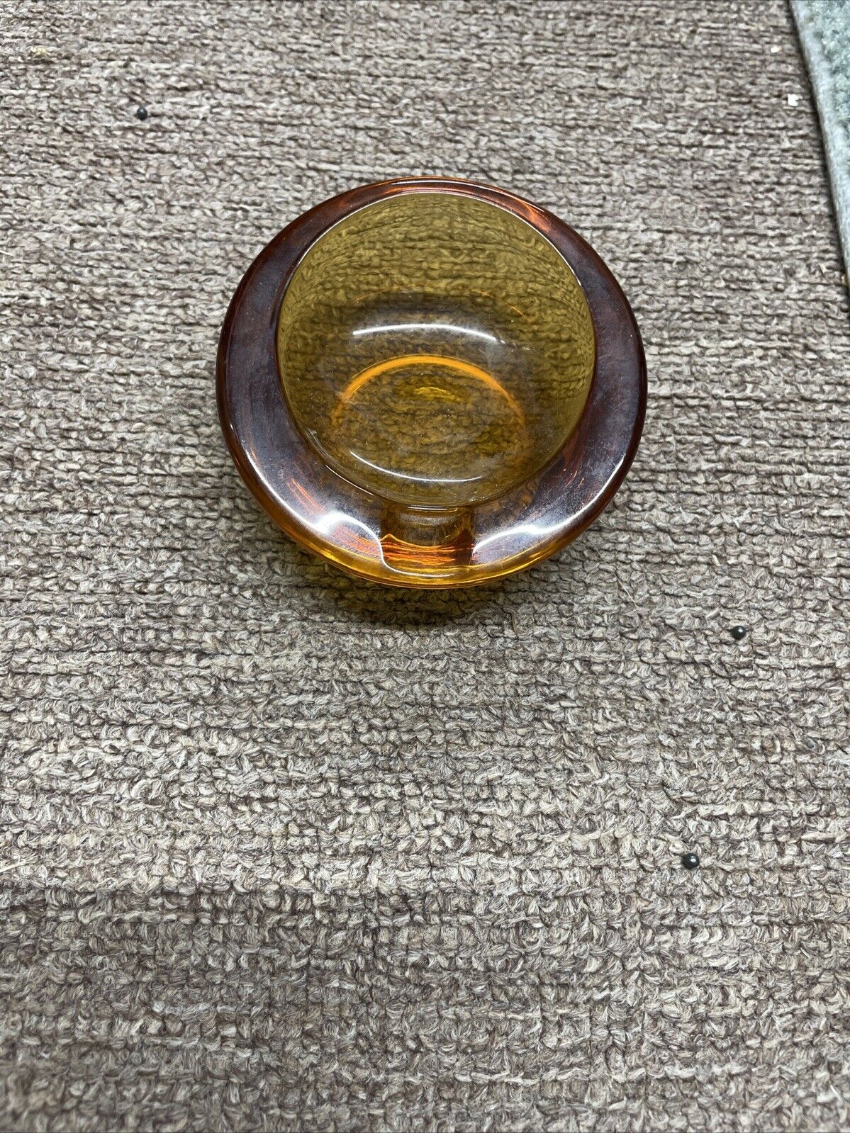 Vintage  Amber Glass Atomic Orb Ashtray
