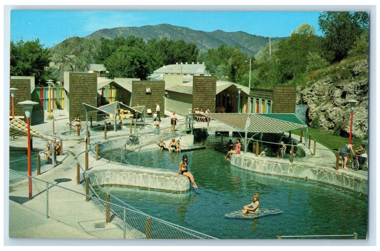 c1960s Hot Water Pools Trees Lava Hot Springs Idaho Indiana IN Unposted Postcard