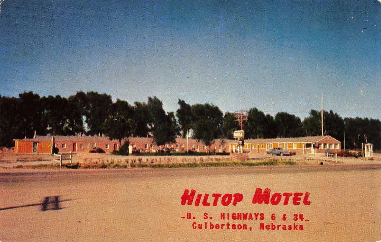 HILLTOP MOTEL Culbertson, Nebraska Roadside c1950s Chrome Vintage Postcard
