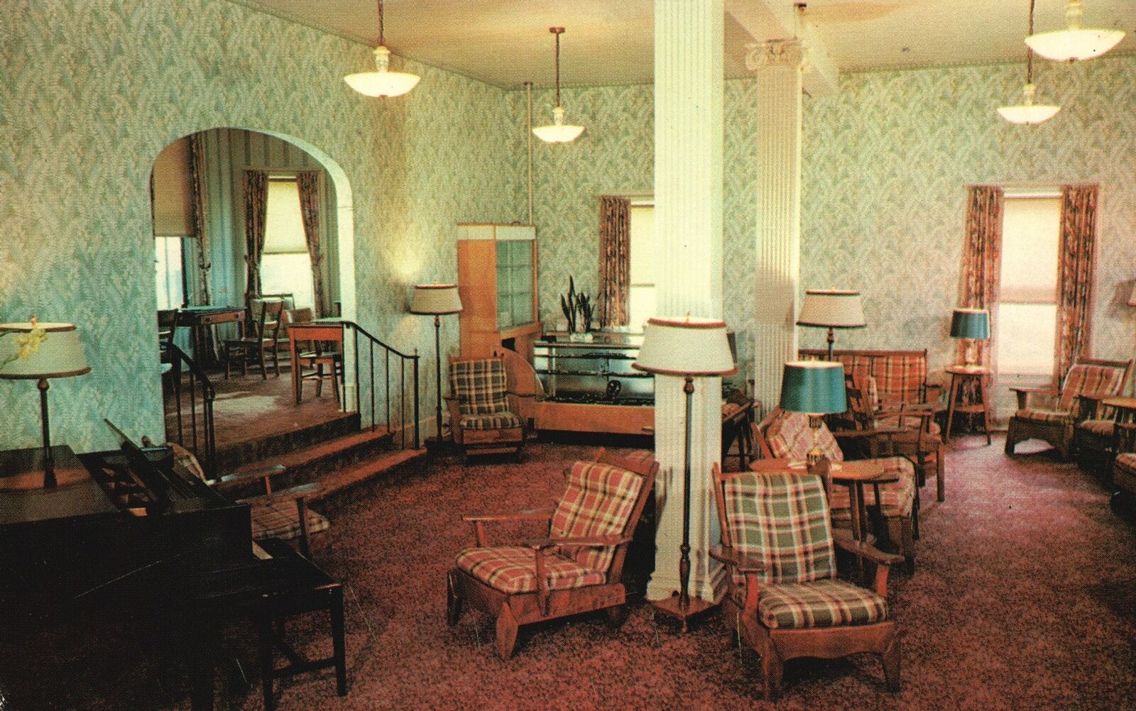 Vintage Postcard 1957 View Of Comfortable Lobby Seaside Hotel Ocean Grove NJ