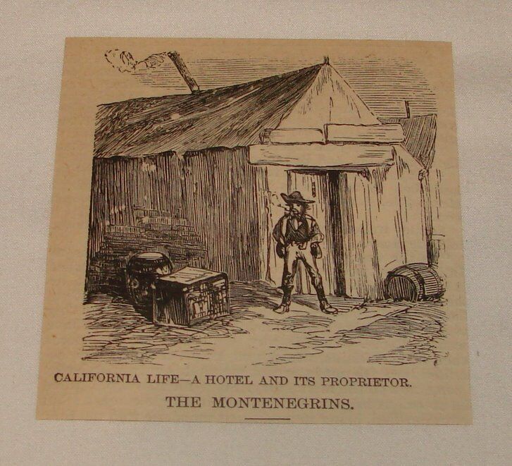 1878 small magazine engraving ~ HOTEL AND PROPRIETOR, California