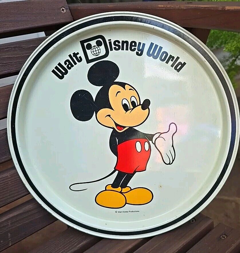 Walt Disney Disneyland Mickey Mouse Metal Serving Tray VINTAGE 10.5” 